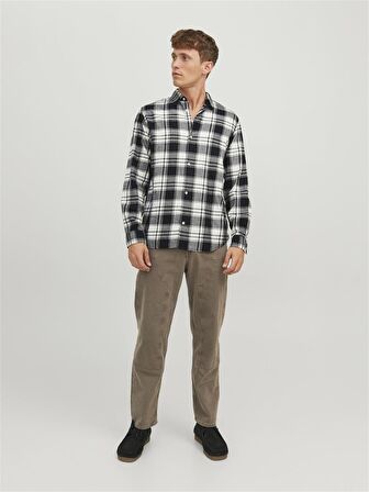 Jack&Jones Rahat Kesim Beyaz-Siyah Erkek Gömlek 12227596