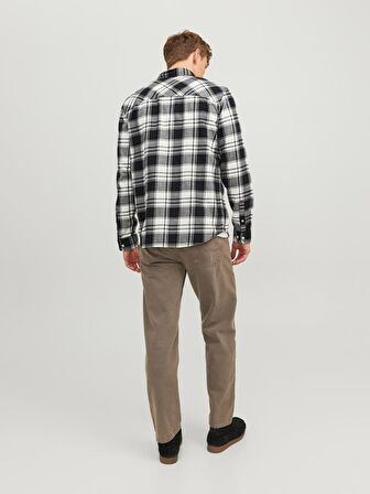 Jack&Jones Rahat Kesim Beyaz-Siyah Erkek Gömlek 12227596