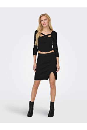 ONLLISA LS SQUARENECK KNT Kadın Siyah Kazak - 15300377