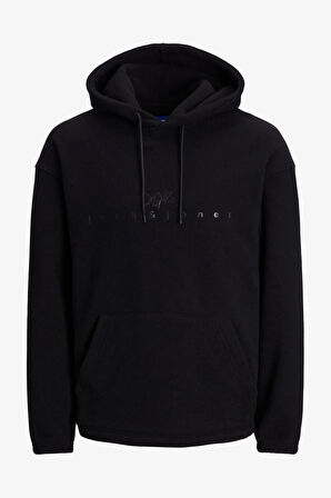 Jack & Jones Jorsilverlake Fleece Hood Erkek Siyah Sweatshirt 12242470-Black