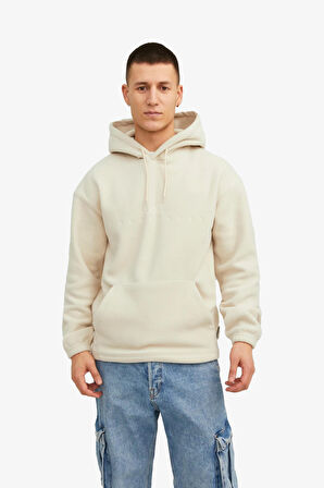 Jack & Jones Jorsilverlake Fleece Hood Erkek Bej Sweatshirt 12242470-Beige