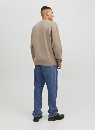Jack & Jones Bisiklet Yaka Standart Krem Erkek Kazak 12242512_JORRAY KNIT CREW NECK