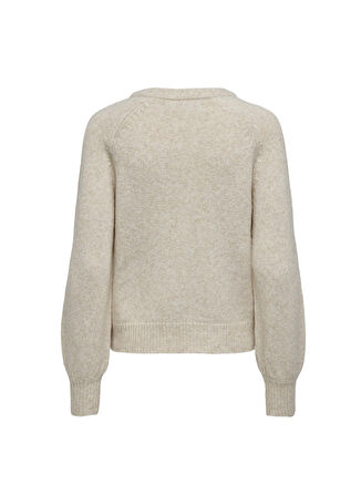 Only O Yaka Normal Düz Krem Kazak Kadın ONLEMMA LS BUTTON ONECK KNT