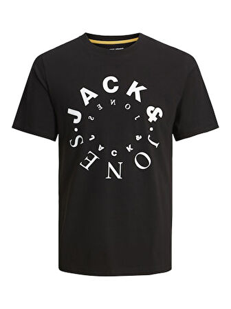 Jack Jones Erkek Jjwarrior  Bisiklet Yaka Siyah Tişört 12242554