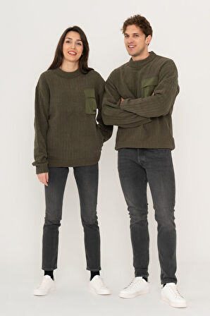 Jack & Jones Erkek Cep Detaylı Bisiklet Yaka Sweatshirt Kazak - 12242984