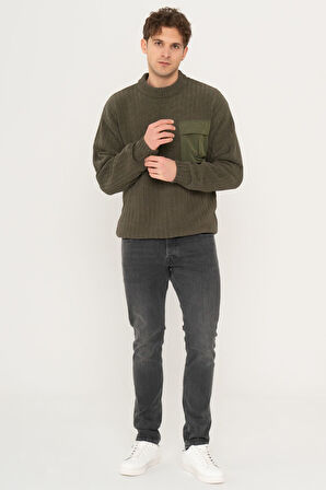 Jack & Jones Erkek Cep Detaylı Bisiklet Yaka Sweatshirt Kazak - 12242984