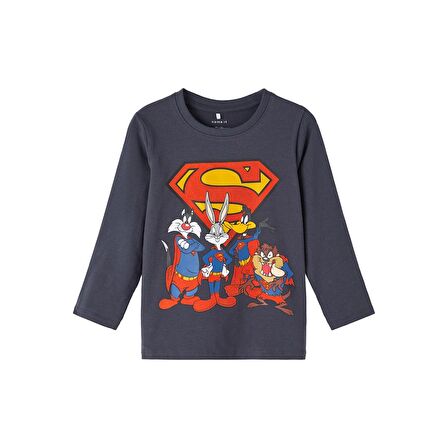 Name It Bisiklet Yaka Baskılı Antrasit Erkek Çocuk Sweatshirt 13221181