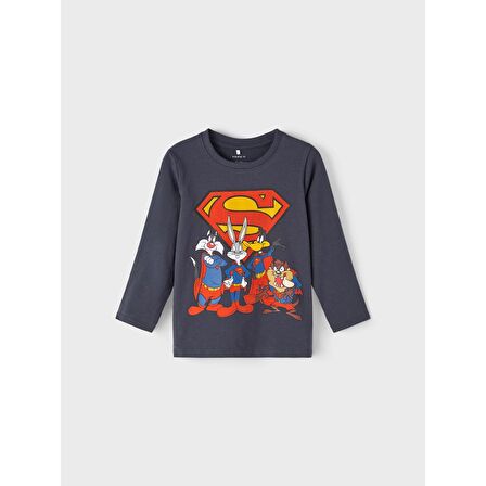 Name It Bisiklet Yaka Baskılı Antrasit Erkek Çocuk Sweatshirt 13221181