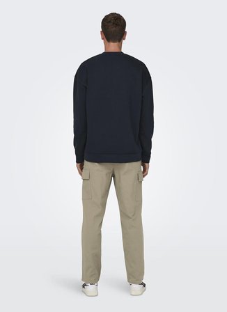 Only & Sons O Yaka Lacivert Erkek Sweatshırt 22027043_ONSELI RLX CONTRAST PRINT