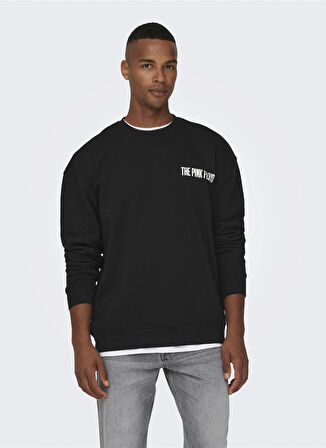 Only & Sons O Yaka Siyah Erkek Sweatshırt 22027056_ONSPINK FLOYD RLX CREW NEC