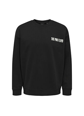 Only & Sons O Yaka Siyah Erkek Sweatshırt 22027056_ONSPINK FLOYD RLX CREW NEC