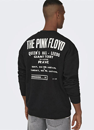 Only & Sons O Yaka Siyah Erkek Sweatshırt 22027056_ONSPINK FLOYD RLX CREW NEC