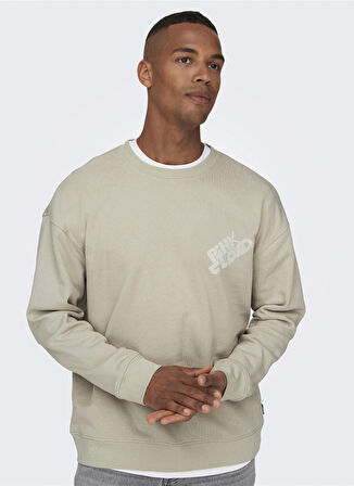 Only & Sons O Yaka Krem Erkek Sweatshırt 22027056_ONSPINK FLOYD RLX CREW NEC