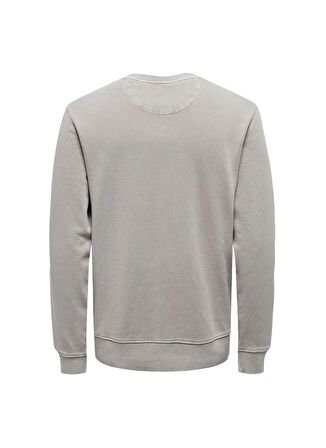 Only & Sons O Yaka Açık Gri Erkek Sweatshırt ONSBOB MARLEY REG CREW NECK SWEAT