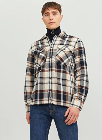 Jack & Jones Comfort Fit Kırık Beyaz Erkek Gömlek 12235986_JJEEDDIE OVERSHIRT LS NOOS