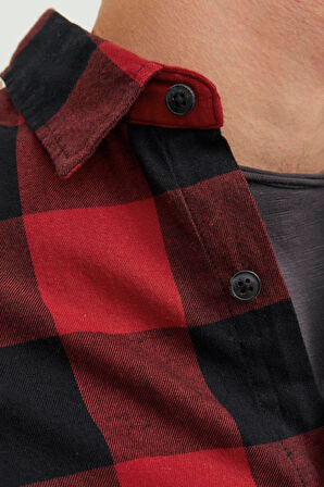 Erkek Jack & Jones Slim Fit Kareli Gömlek - Kırmızı | S