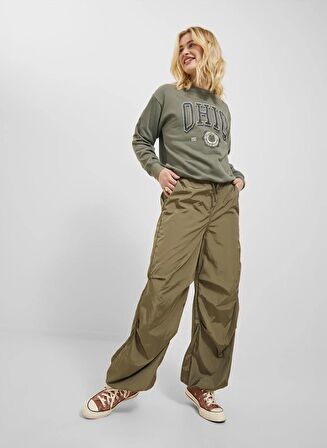 JJXX Bisiklet Yaka Baskılı Koyu Yeşil Kadın Sweatshırt JXOHIO RLX LS CREW SWT