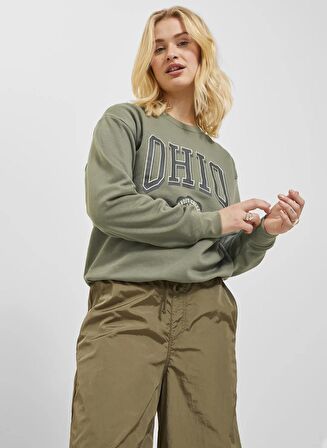 JJXX Bisiklet Yaka Baskılı Koyu Yeşil Kadın Sweatshırt JXOHIO RLX LS CREW SWT