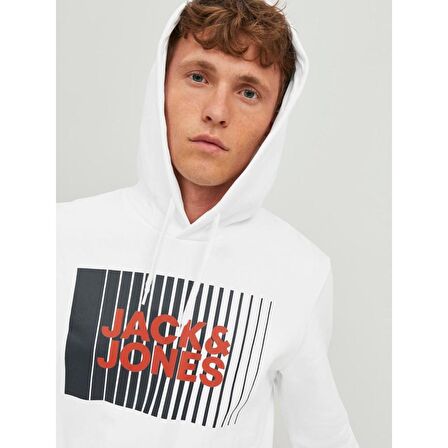JJECORP LOGO SWEAT HOOD PLAY NOOS BEYAZ 
