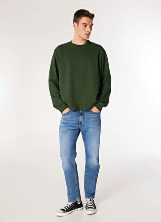 Jack & Jones Düz Yaka Koyu Yeşil Erkek Sweatshırt 12181903_JJEBASIC SWEAT CREW NECK N