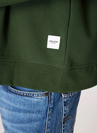 Jack & Jones Düz Yaka Koyu Yeşil Erkek Sweatshırt 12181903_JJEBASIC SWEAT CREW NECK N