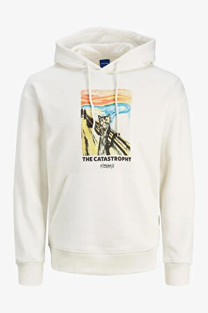 Jack & Jones Joropus Sweat Hood Tg Erkek Beyaz Sweatshirt 12243619-Cloud