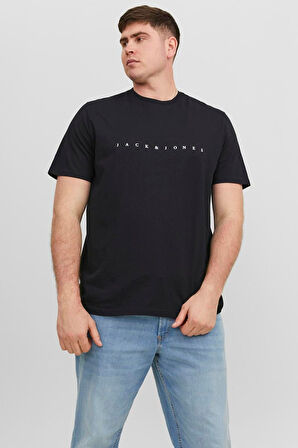 JACK JONES Erkek Siyah Pamuklu Tişört 12243625