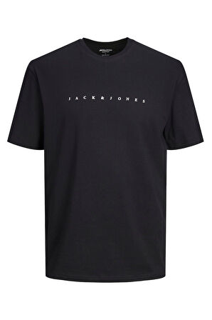JACK JONES Erkek Siyah Pamuklu Tişört 12243625