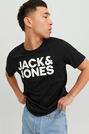 Jack & Jones Erkek Jjecorp Baskı Detaylı Bisiklet Yaka T-Shirt 12151955 Black