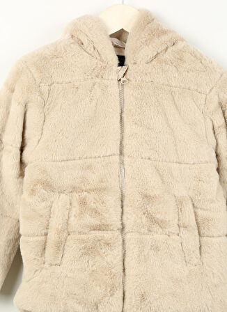 Name İt Krem Kadın Mont NMFMOSA FAKE FUR JACKET W HOOD PB