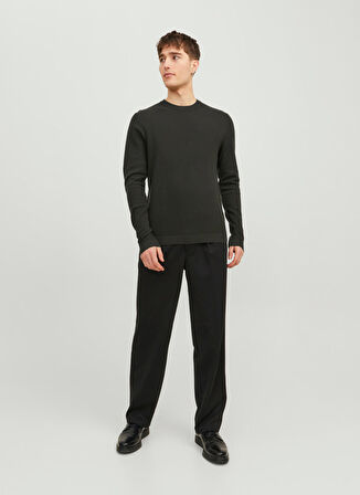 Jack & Jones Bisiklet Yaka Standart Haki Erkek Kazak 12236766_JJEMARCUS KNIT CREW NECK