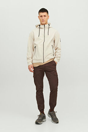 Jack & Jones Standart Krem Erkek Ceket 12236300_JJEBASIC SOFTSHELL HOOD NO