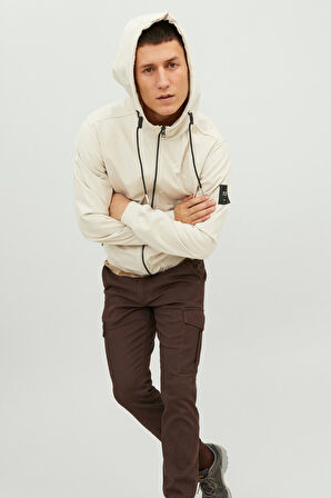 Jack & Jones Standart Krem Erkek Ceket 12236300_JJEBASIC SOFTSHELL HOOD NO