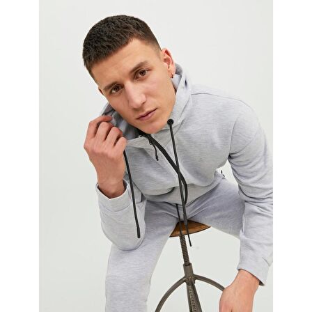 JACK&JONES JJEJAX SWEAT ZIP HOOD NOOS GRİ