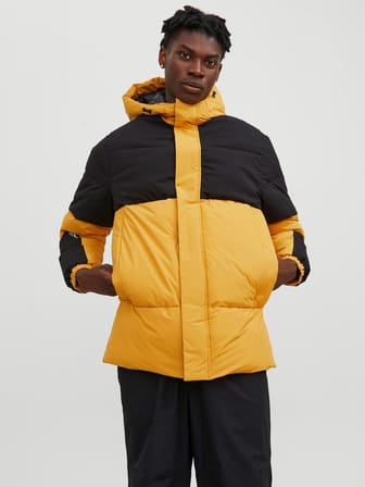 Jack&Jones Kapüşonlu Sarı-Siyah Erkek Mont 12235870
