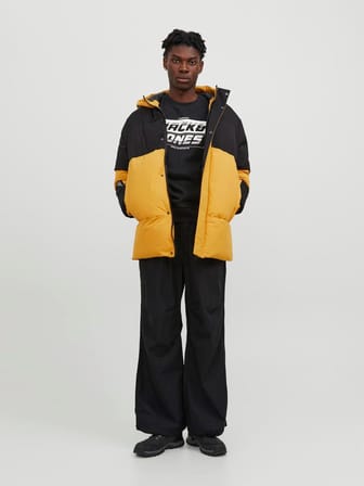 Jack&Jones Kapüşonlu Sarı-Siyah Erkek Mont 12235870