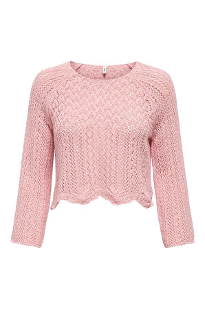 Only Kadın Örme Detaylı Pembe Crop Kazak - 15233173