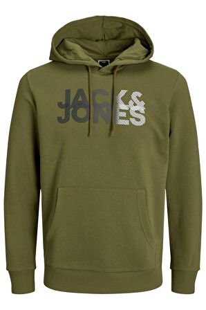 JACK&JONES JCOSHADY SWEAT HOOD FST HAKİ