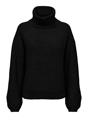 Only Boğazlı Yaka Örme Siyah Kadın Kazak 15294486