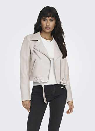 Only Dar Krem Kadın Ceket ONLNEWVERA FAUX LEATHER BIKER OTW