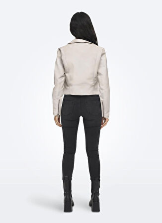 Only Dar Krem Kadın Ceket ONLNEWVERA FAUX LEATHER BIKER OTW