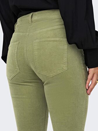 Only Slim Fit Dar Paça Yeşil Kadın Kadife Pantolon 15298649