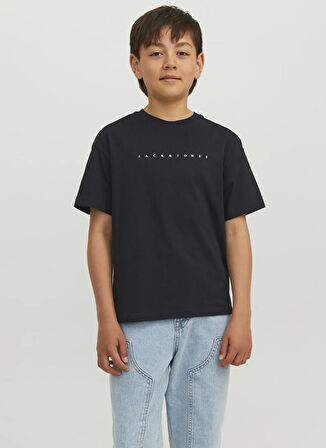 Jack & Jones Baskılı Siyah Erkek Çocuk T-Shirt 12237435