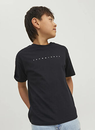 Jack & Jones Baskılı Siyah Erkek Çocuk T-Shirt 12237435