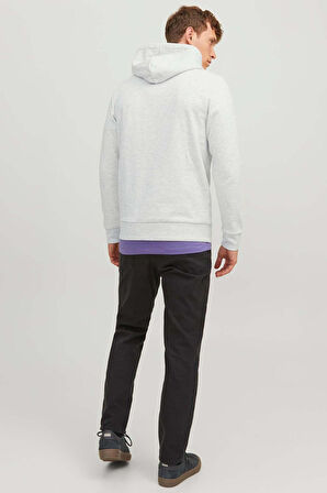 Jack & Jones Erkek Beware Baskılı Kapüşonlu Sweatshirt 12244219 Gri