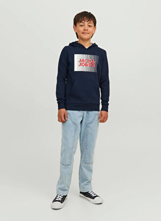 Jack & Jones Baskılı Erkek Çocuk Lacivert Sweatshırt JJECORP LOGO SWEAT HOOD PLAY NOOS J