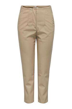 ONLY ONLRAVEN-IDINA HW FAUX LEAT PANT CC PNT BEJ