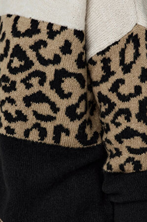 Only Kadın Onljade Bisiklet Yaka Desenli Örme Kazak 15294969 Bej