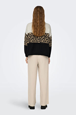 Only Kadın Onljade Bisiklet Yaka Desenli Örme Kazak 15294969 Bej