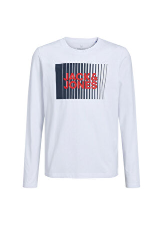 Jack & Jones Baskılı Beyaz Erkek Çocuk T-Shirt JJECORP LOGO TEE PLAY LS O-NECK NOO